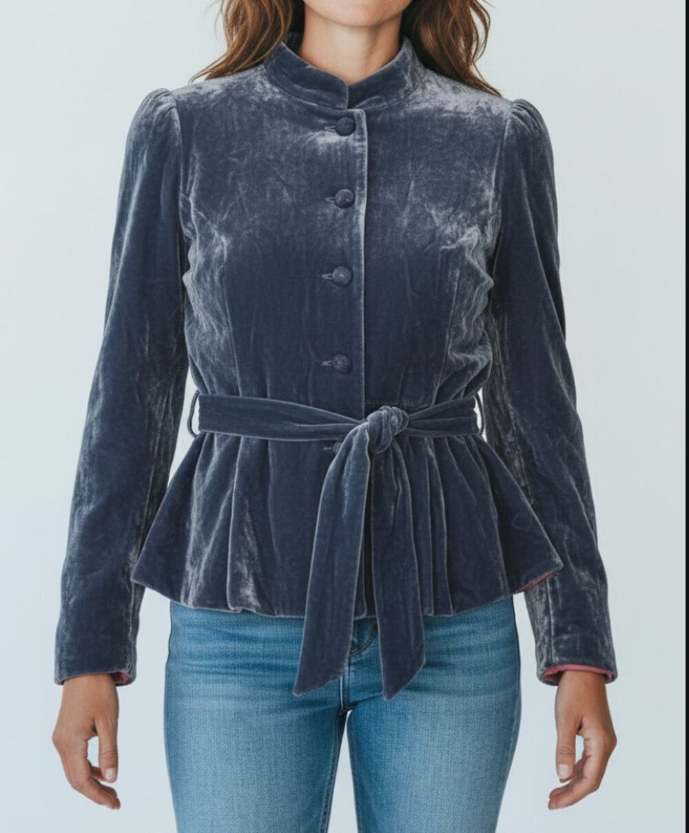 WALTER Women's Velvet Jacket Size S In Blue